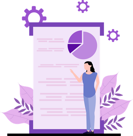 Woman Presenting Business Analytics  Illustration