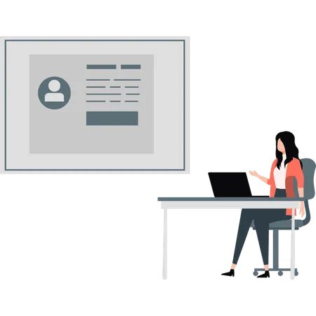 Woman presenting business chart  Illustration