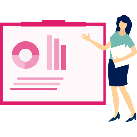 Woman presenting business graph  Illustration