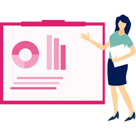 Woman presenting business graph  Illustration