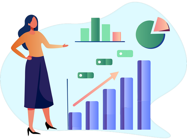 Woman presenting business growth chart  Illustration