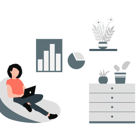 Woman presenting business growth graph  Illustration