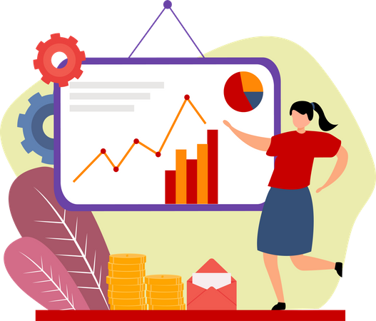 Woman Presenting Business growth graph  Illustration