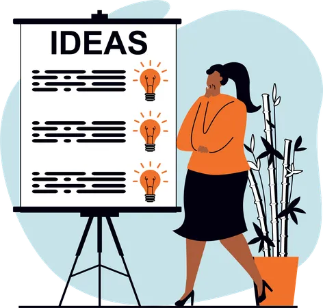 Woman presenting Business idea  Illustration