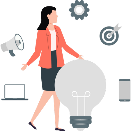 Woman presenting business ideas  Illustration