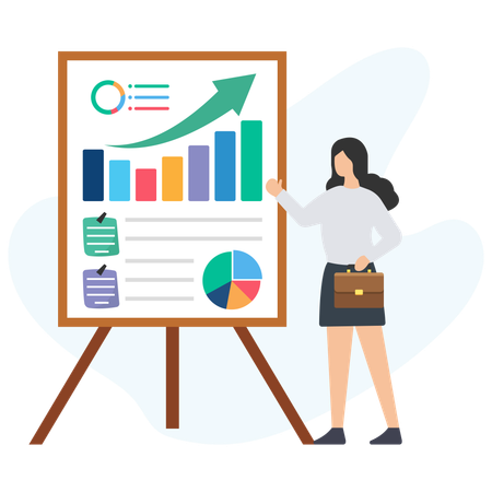 Woman presenting business project report  Illustration