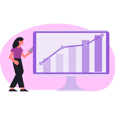 Woman presenting business rising graph  Illustration