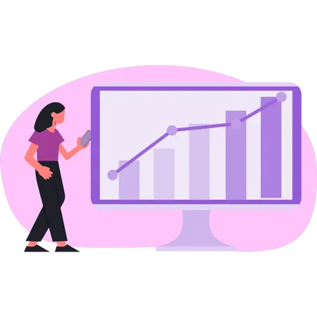 Woman presenting business rising graph  Illustration