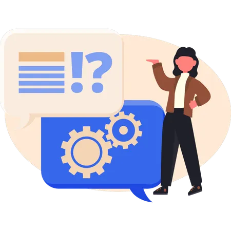 Woman presenting chat setting  Illustration