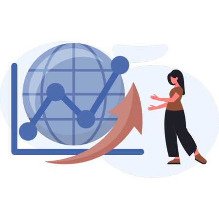 Woman presenting company growth data  Illustration