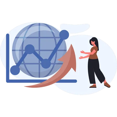 Woman presenting company growth data  Illustration