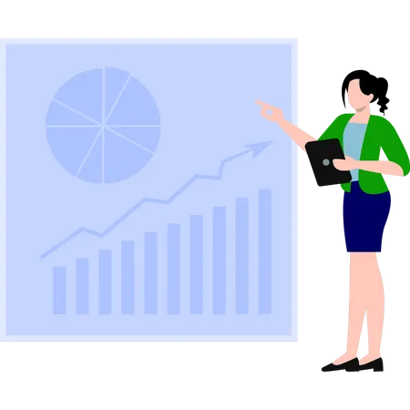 Woman presenting data analysis Illustration