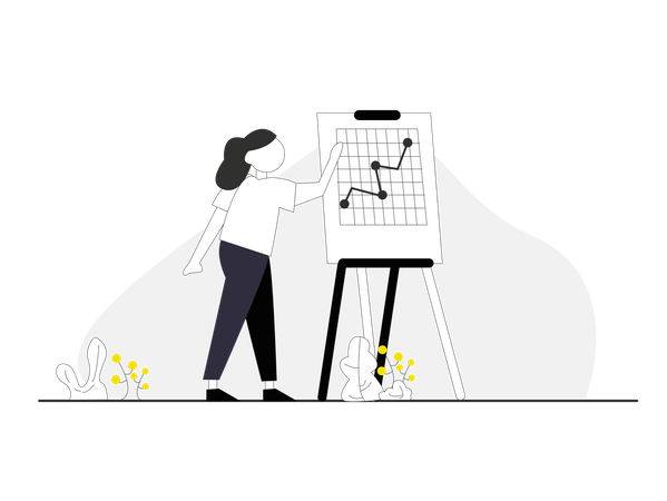 Woman presenting Data Analysis Illustration