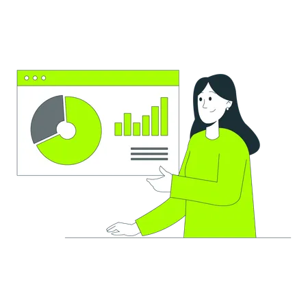 Woman Presenting Data Analysis  Illustration