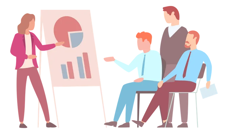 Woman presenting data analytics  Illustration