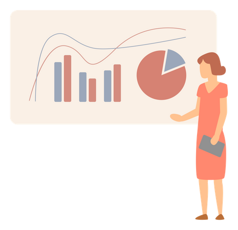 Woman presenting dats analysis  Illustration