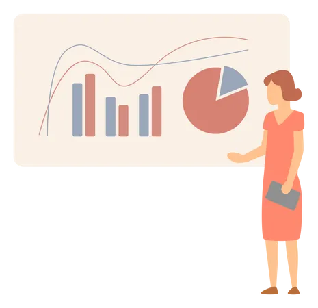 Woman presenting dats analysis  Illustration