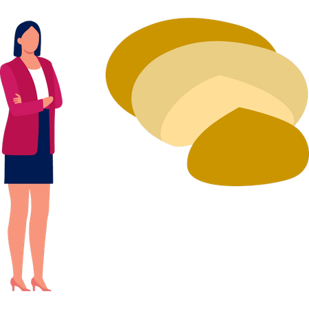 Woman  presenting different types of cheese  Illustration