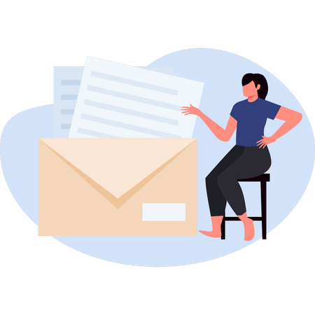 Woman presenting email document  Illustration