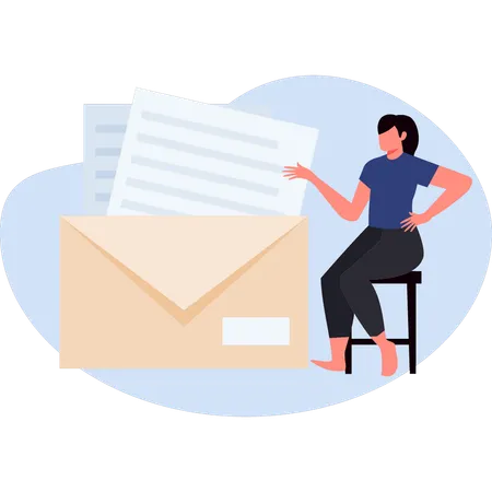 Woman presenting email document  Illustration