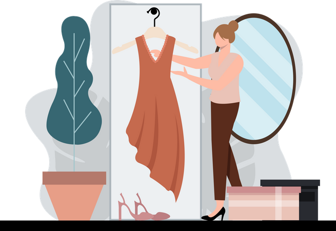 Woman presenting fashion dress  Illustration