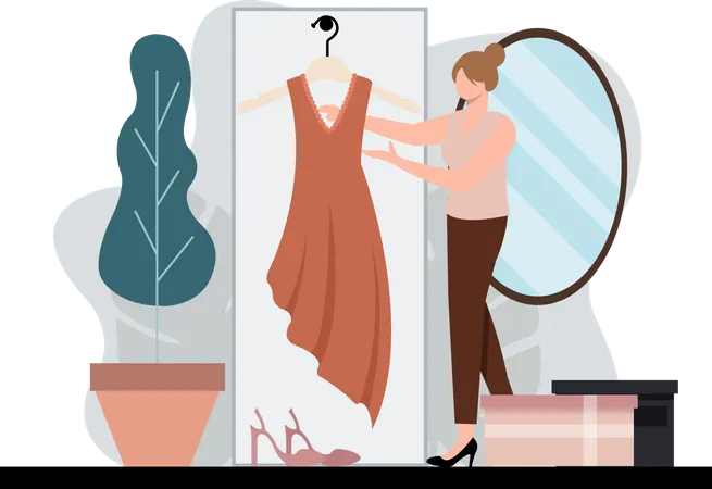 Woman presenting fashion dress  Illustration