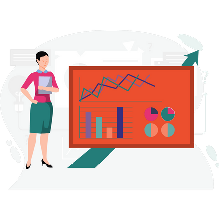 Woman presenting finance report  Illustration