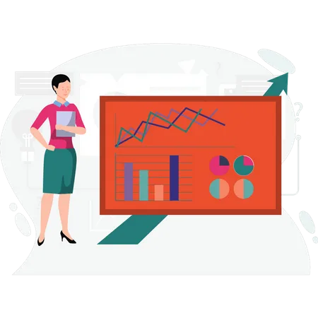 Woman presenting finance report  Illustration