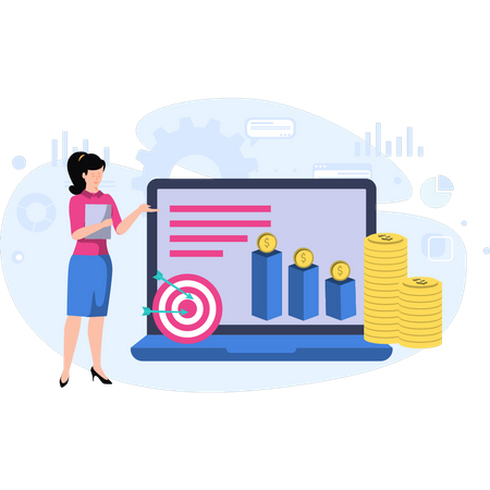 Woman presenting finance report  Illustration