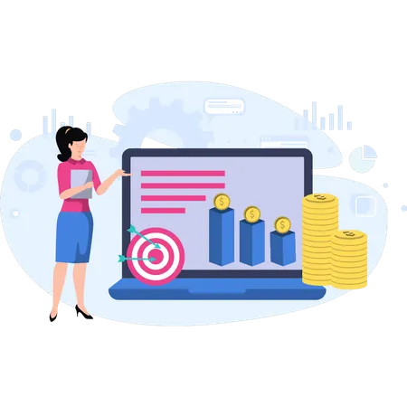 Woman presenting finance report  Illustration