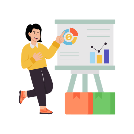 Woman presenting financial statistics  Illustration