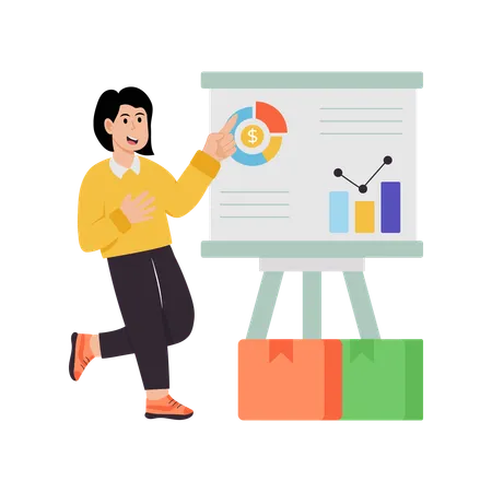 Woman presenting financial statistics  Illustration