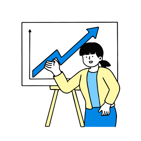 Woman Presenting growth graph  Illustration