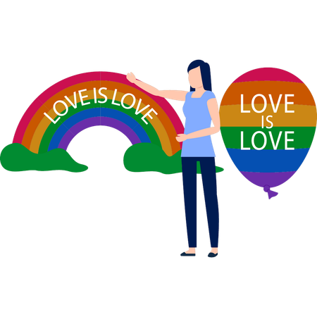 Woman presenting love and love pride flyer  Illustration