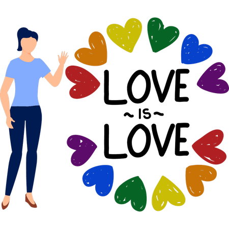 Woman presenting love heart  Illustration