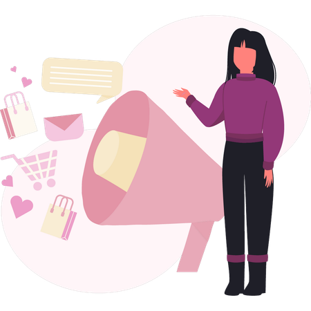 Woman presenting market promotion  Illustration