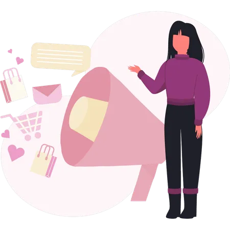 Woman presenting market promotion  Illustration