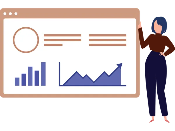 Woman presenting market research  Illustration