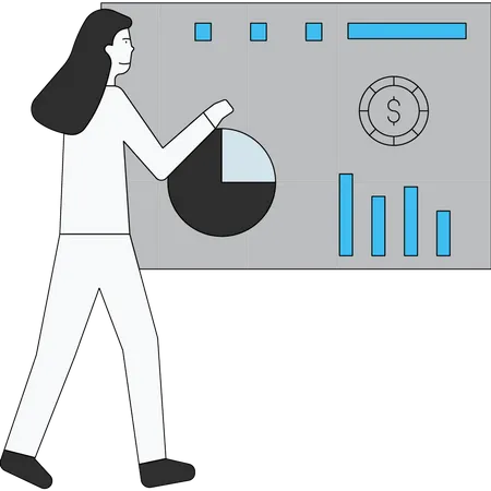 Woman presenting marketing analysis  Illustration