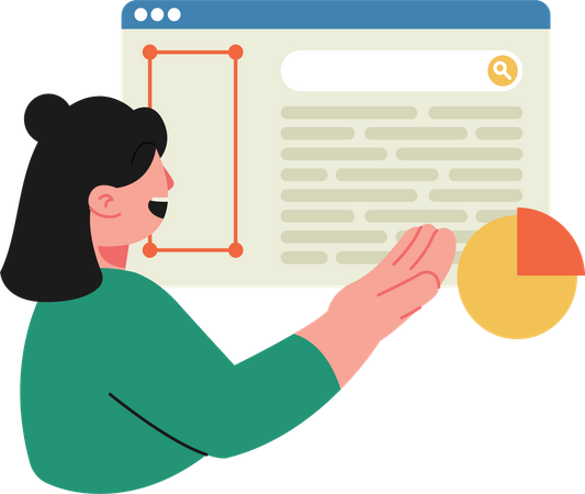 Woman presenting marketing statistics  Illustration