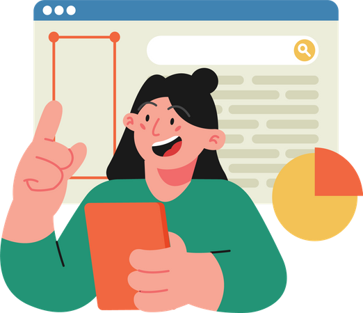 Woman presenting marketing statistics  Illustration