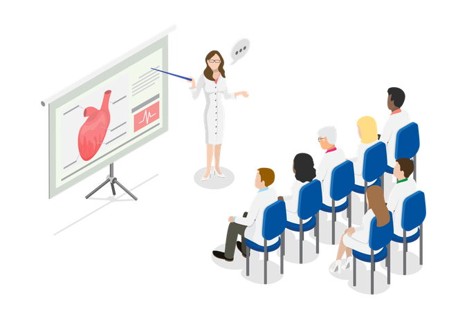 Woman presenting  Medical Conference  イラスト