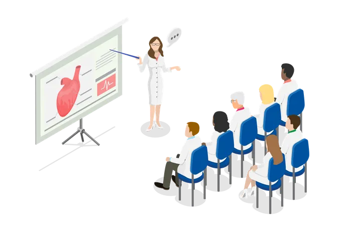 Woman presenting  Medical Conference  Illustration