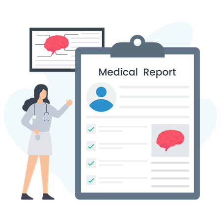 Woman presenting medical report  Illustration