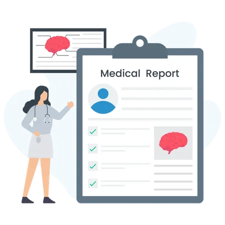 Woman presenting medical report  Illustration