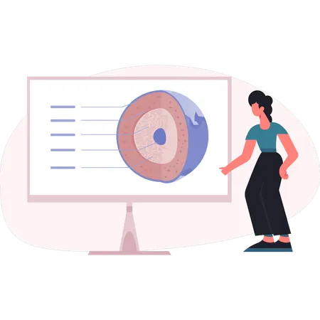 Woman presenting monitor instructions  Illustration