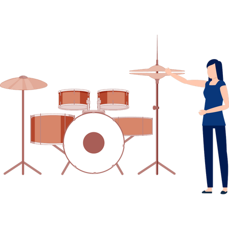 Woman presenting musical band  Illustration