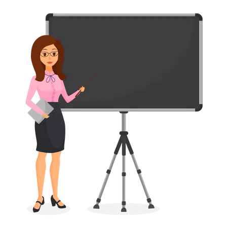 Woman presenting on whiteboard  Illustration