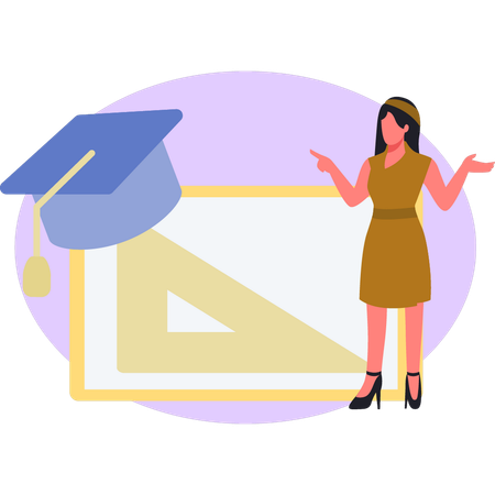 Woman presenting online graduation  Illustration