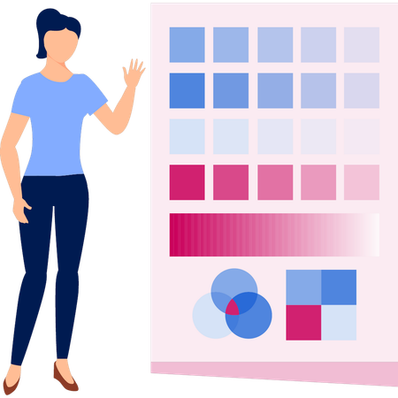 Woman presenting printing color  Illustration